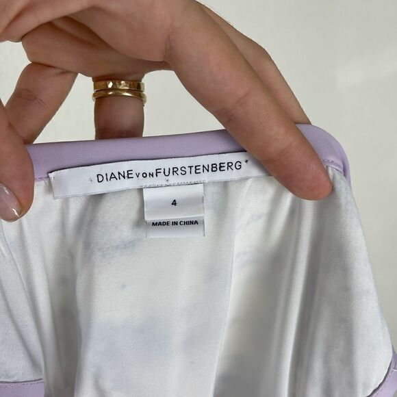 Diane Von Furstenberg Sequin Party Tie Dye Purple Tank Top Work Blouse Sz 4 - Picture 4 of 10